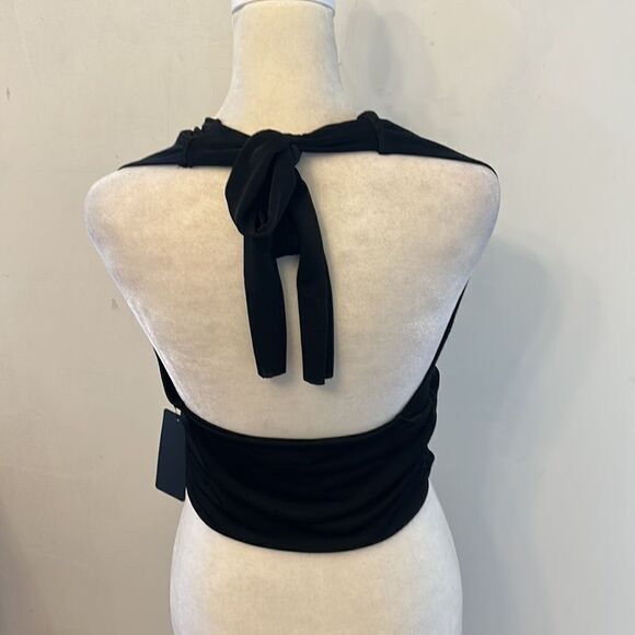 Caution to the Wind black tie neck halter top Size L New - Picture 5 of 6